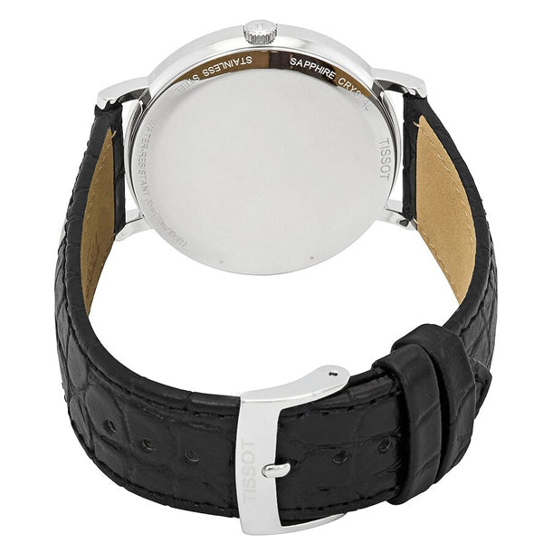 Tissot everytime Medium Black Leather strap Silver Dial Quartz Watch for Men's - T143.410.16.033.00
