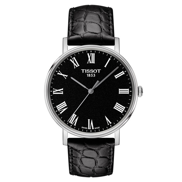Tissot everytime Medium Black Leather strap Black Dial Quartz Watch for Men's - T109.410.16.053.00