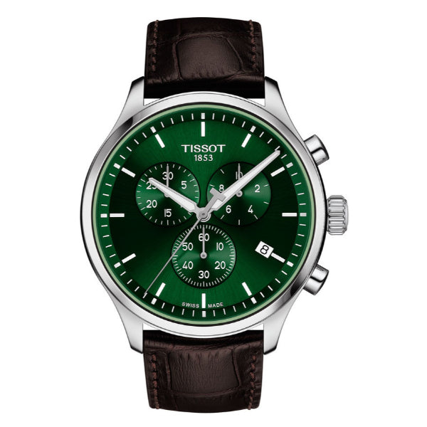 Tissot Chrono XL Classic Brown Leather Strap Green Dial Chronograph Quartz Watch for Men's - T116.617.16.091.00