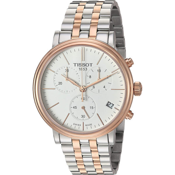 Tissot Carson Premium Two-tone Stainless Steel White Dial Chronograph Quartz Watch for Men's - T122.417.22.011.00