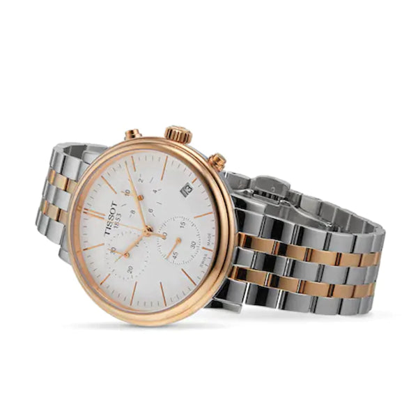 Tissot Carson Premium Two-tone Stainless Steel White Dial Chronograph Quartz Watch for Men's - T122.417.22.011.00