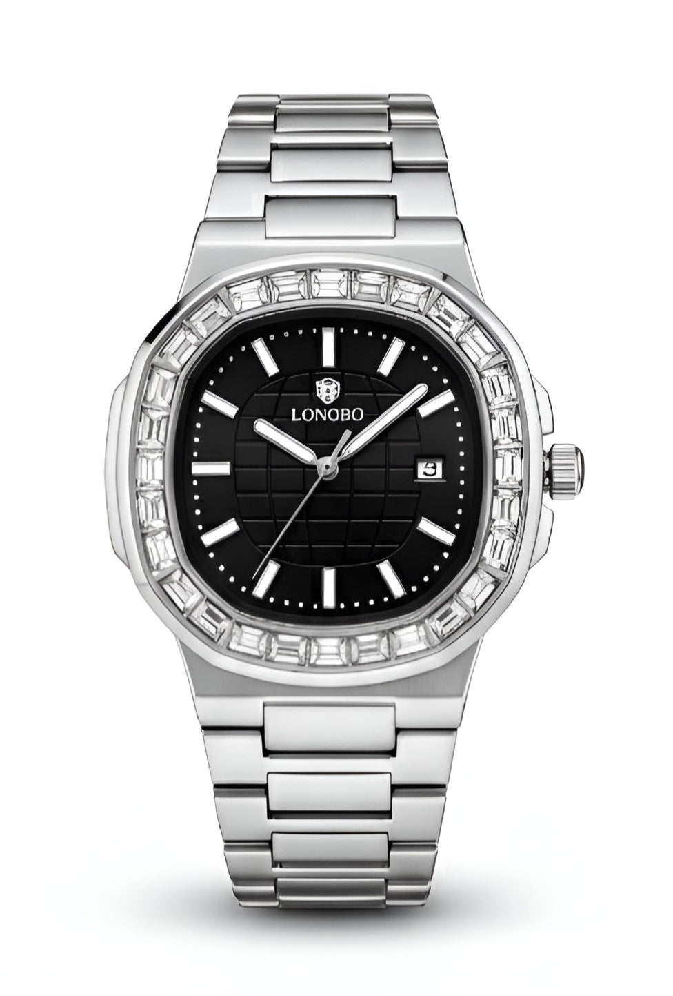 New Longbo Crsytal Dial Watch Pure Silver