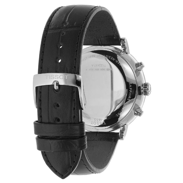 Tissot Carson Premium Black Leather Strap Black Dial Chronograph Quartz Watch for Men's - T122.417.16.051.00